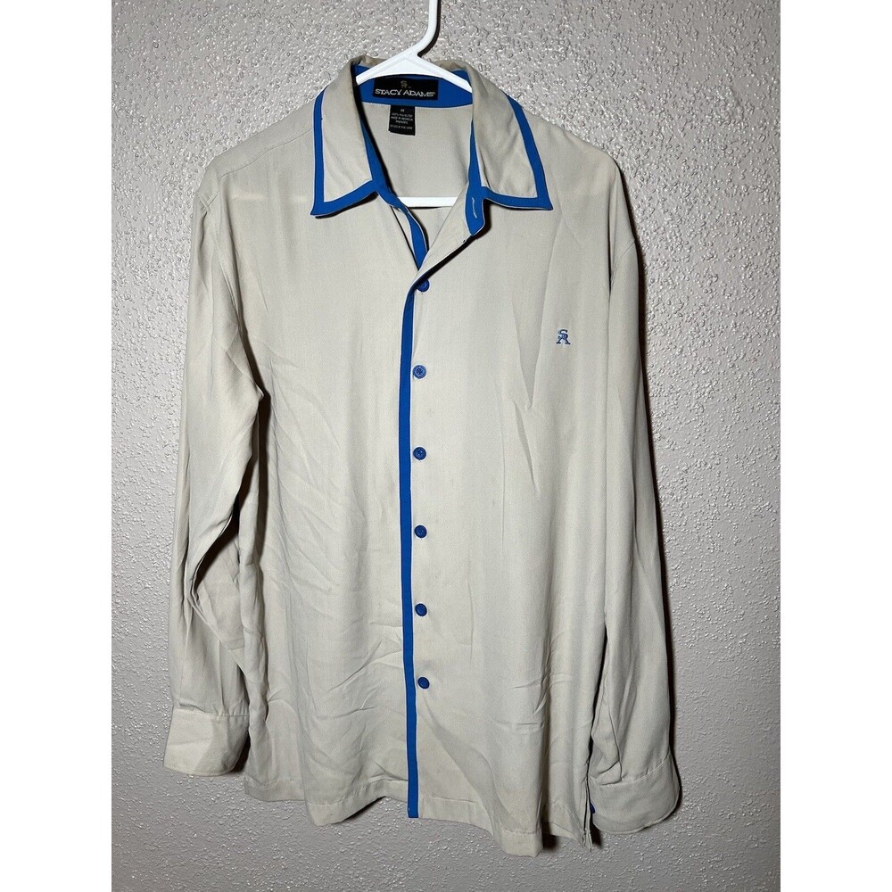 Stacy Adams Men Dress Shirt Size Medium Long Sleeve Polyester